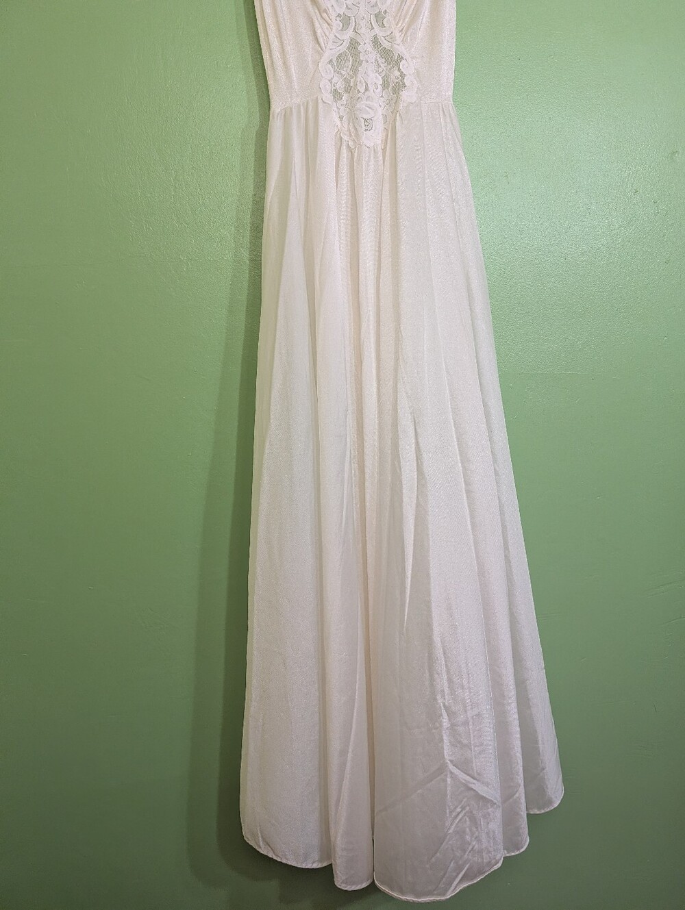Vintage Lorraine Ivory Lace Nightgown S Full Sweep Bridal Negligee 70s 80s - Picture 5 of 10